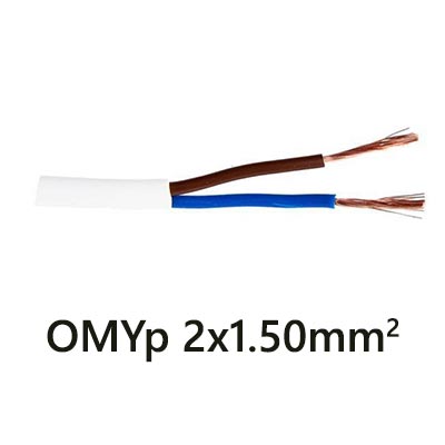 Plochý kábel OMYp 2-žilový 2x1.5mm2, 1m