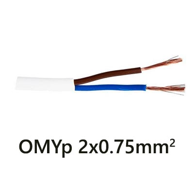 Plochý kábel OMYp 2-žilový 2x0.75mm2, 1m
