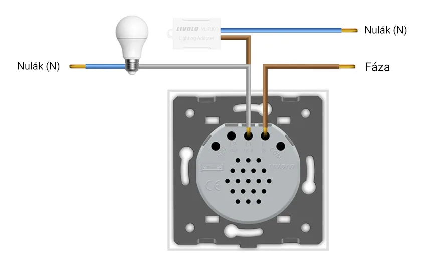 Schéma zapojenia LIVOLO LED kompenzátora