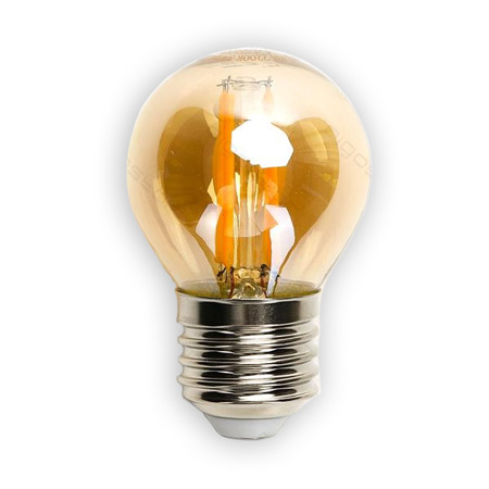 LED žiarovka AMBER E27 6W/520lm, G45, LED vlákno, teplá biela