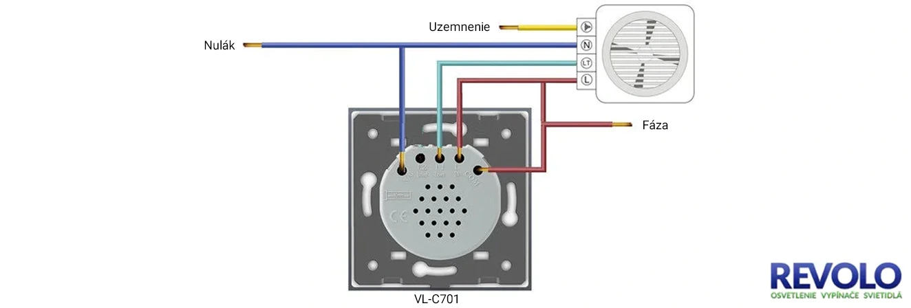 schéma zapojenia ventilátora na dotykový vypínač