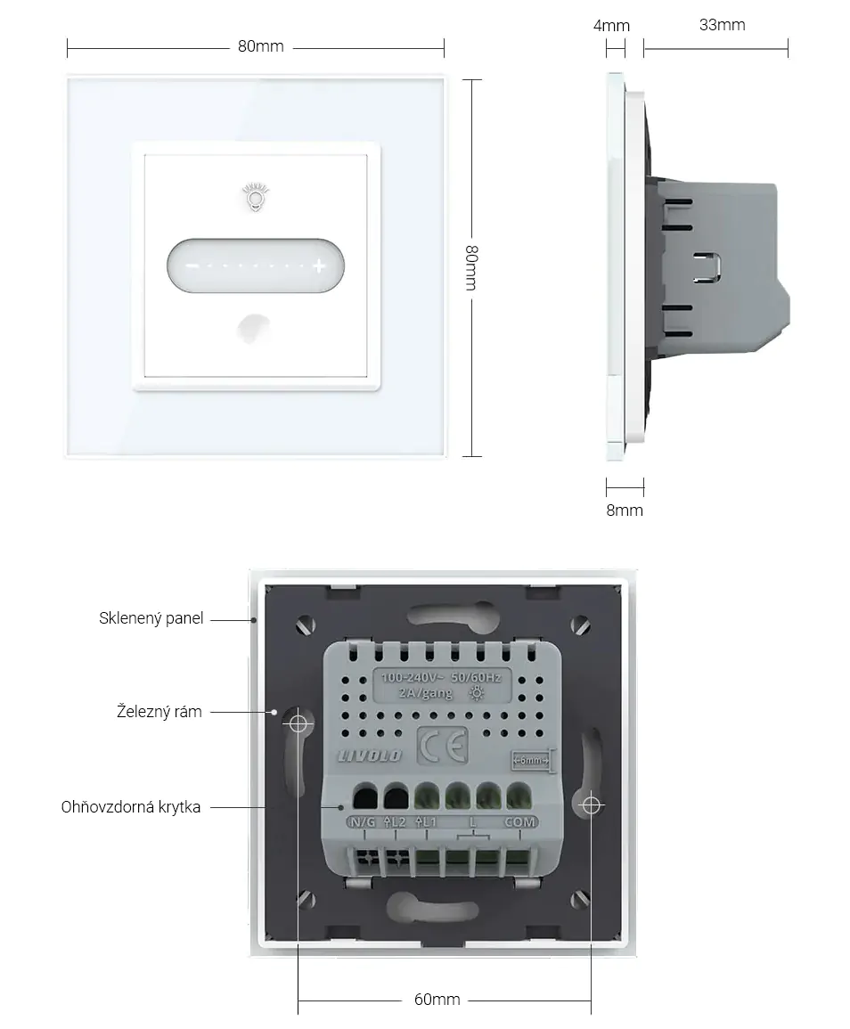 Komponenty dotykového schodiskového WiFi stmievača LIVOLO SR-C701SDZ