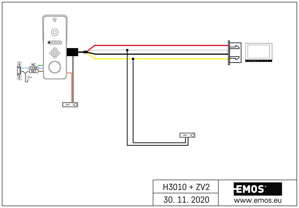 Schéma zapojenia domáceho videovrátnika EMOS EM-10AHD H3010
