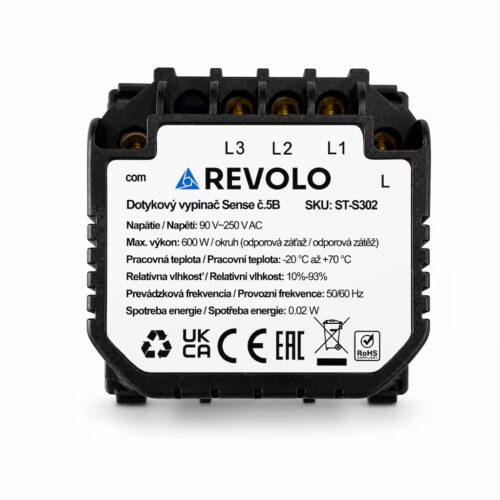 Revolo dotykový schodiskový vypínač Sense č.5B (6+6+6) - Modul – Obrázok 2