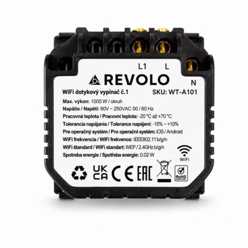 Revolo WiFi dotykový vypínač č.1 (L + N) - Modul – Obrázok 2