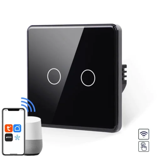 Revolo Touch WiFi dotykový vypínač č.5 (L+N) - Čierny zaoblený