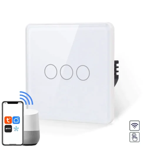 Revolo Touch WiFi dotykový vypínač č.5 trojokruhový - Biely zaoblený