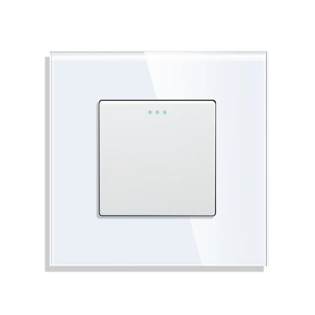 Mechanický sklenený vypínač Revolo č.1 - Biely Revolo mechanický vypínač so skleneným rámom č.1 - Biely