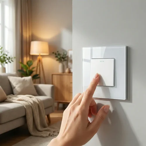 Revolo mechanický vypínač so skleneným rámom č.1 - Biely_Banner