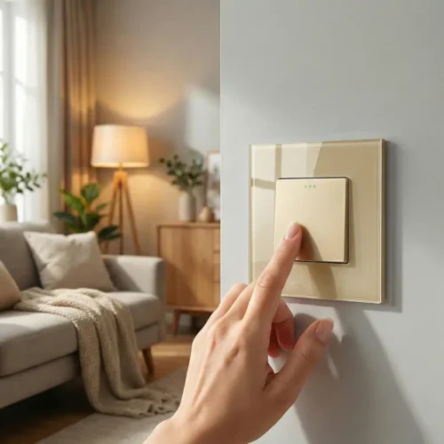 Mechanický sklenený vypínač Revolo č.1 - Zlatý_banner