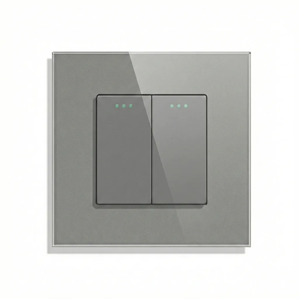 Mechanický sklenený vypínač Revolo č.5 - Sivý Revolo mechanický sklenený vypínač č.5 - Sivý